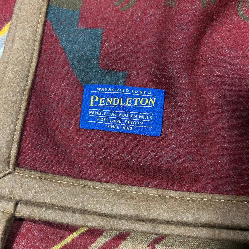 Pendleton Rock Art Curtain Vintage Double Sided Wool Red Southwestern 78x64 EX